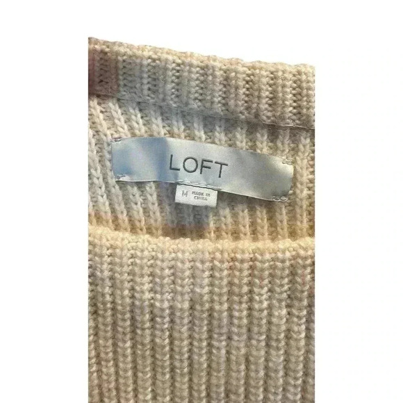 LOFT Pale Pink Boat Neck Wool Blend Sweater With Side Slits  Size Medium - Picture 6 of 9